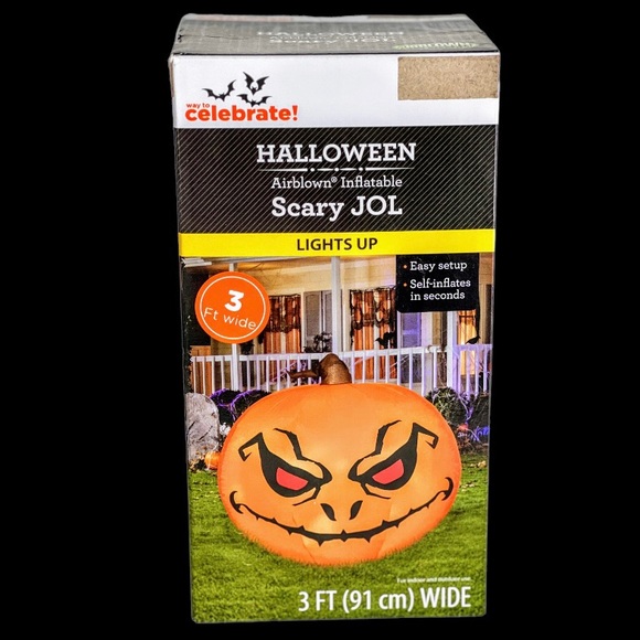 Halloween HUGE Jack-o-Lantern 3' Inflatable Scary Airblown Lit Yard Deco Pumpkin - Picture 7 of 8